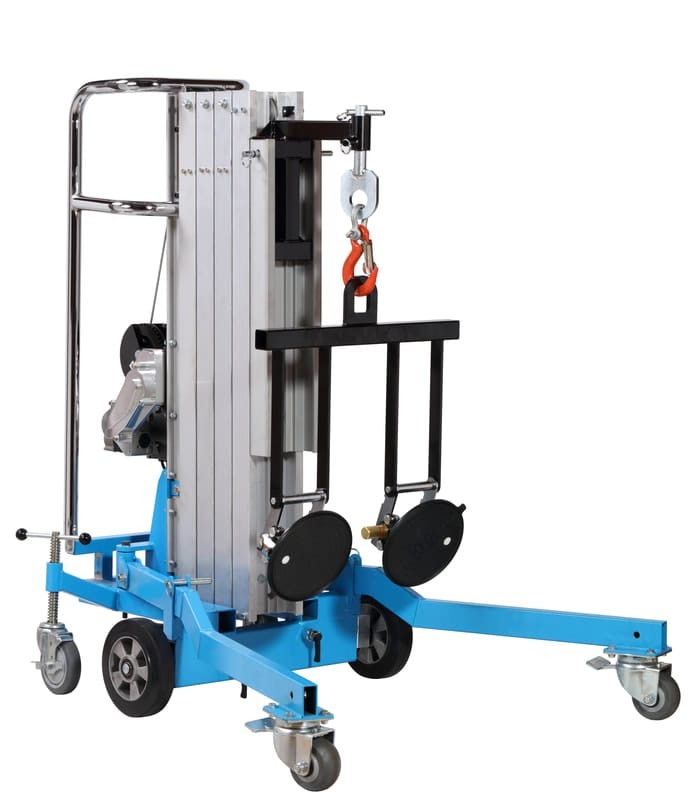 BD400 Electric Lifter — Electric material lift — 551 lb, 13.5 ft reach, 120V with manual crank backup