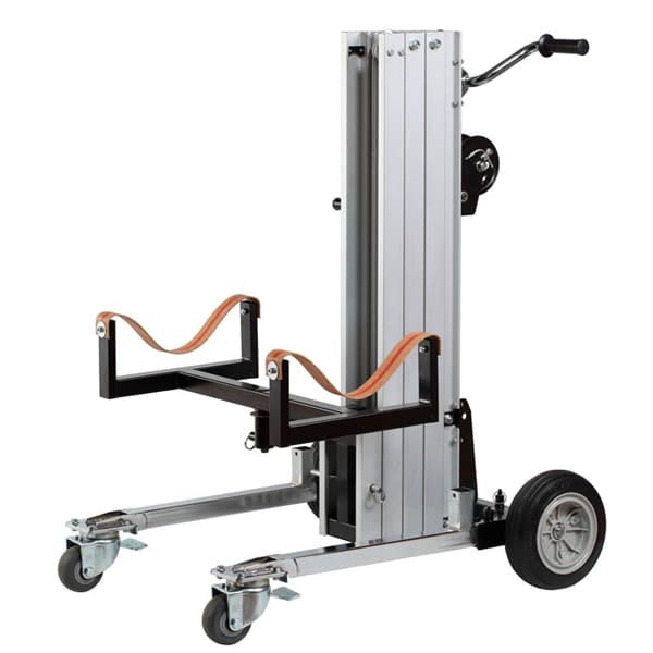 Material Lifter BD1 — Compact manual material lift — 400 lb, 10 ft reach, for renovation & maintenance